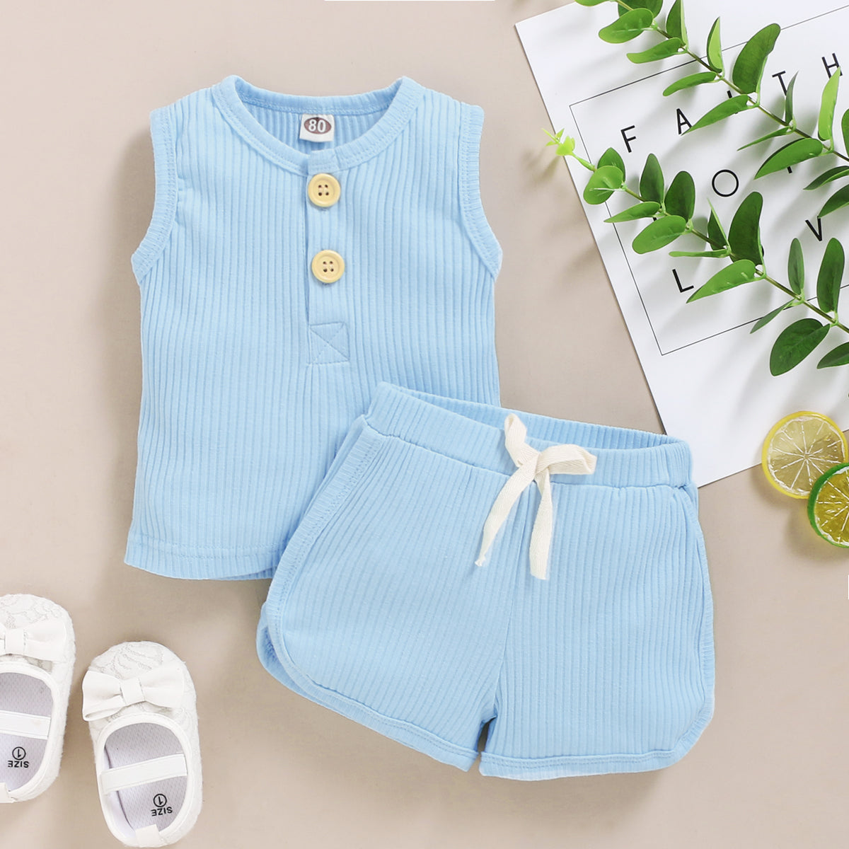 Toddler Solid Sleeveless Vest & Shorts Set – Baby Boys & Girls Outfit