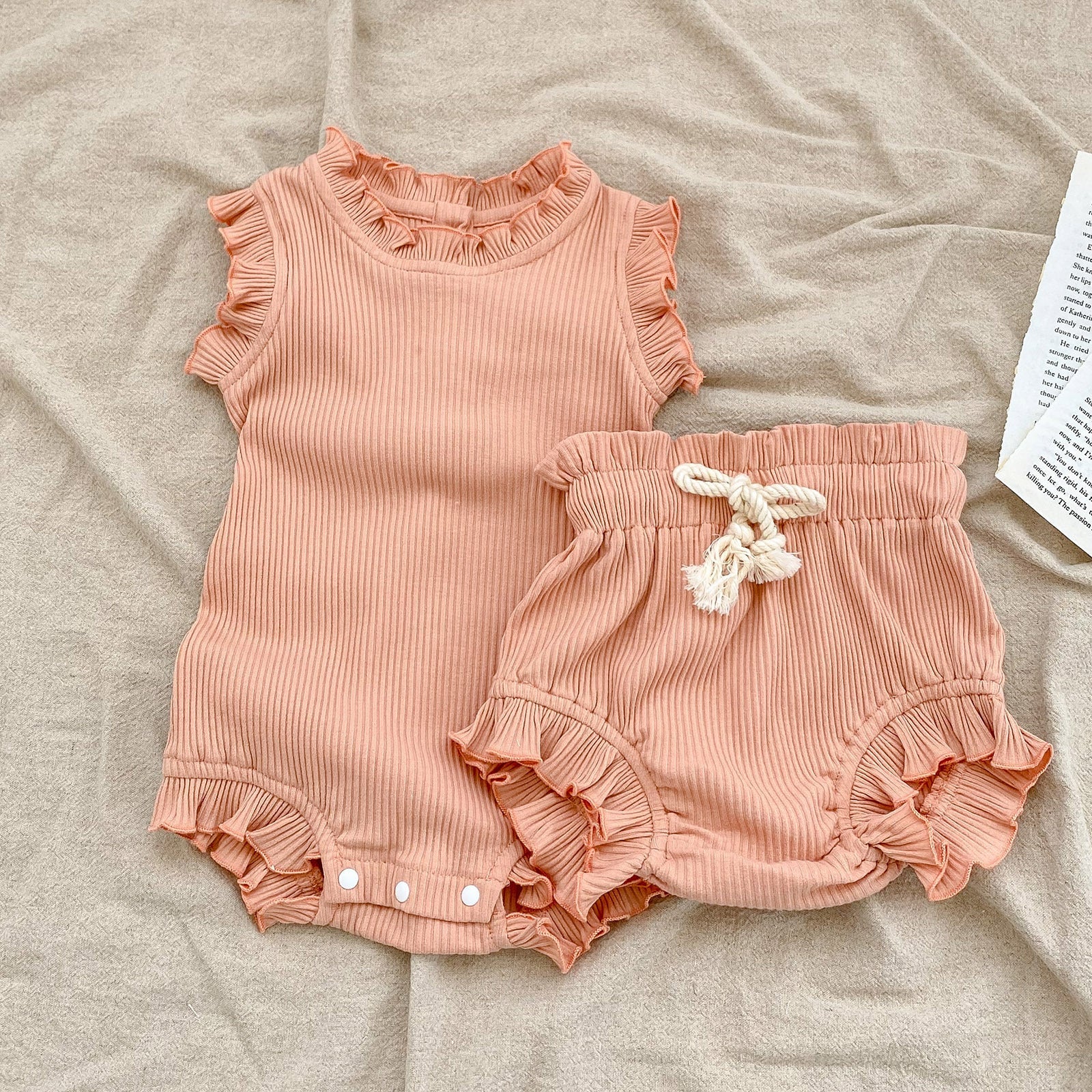 Baby Girls Harper & Drawstring PP Pants Set – Spring/Summer Crawling Outfit