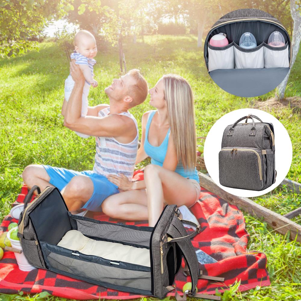 Convertible Baby Backpack – Lightweight Diaper & Travel Bag with Bed