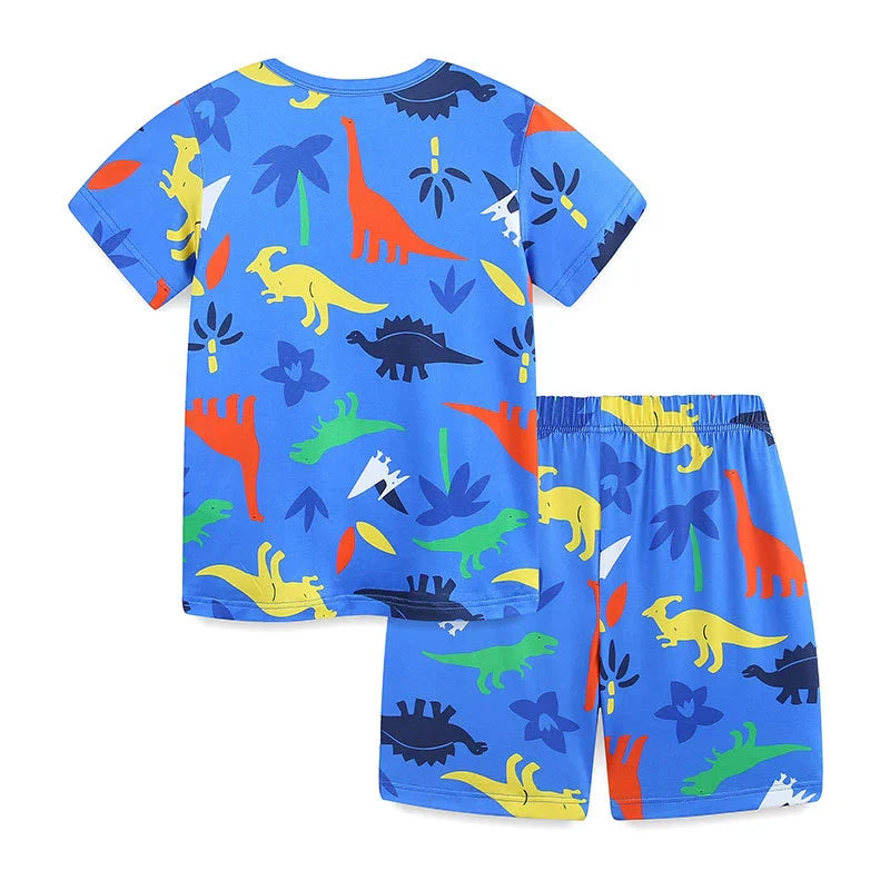 Summer Kids Colorful Dinosaur T-Shirt & Shorts Set – Boys’ Casual Outfit