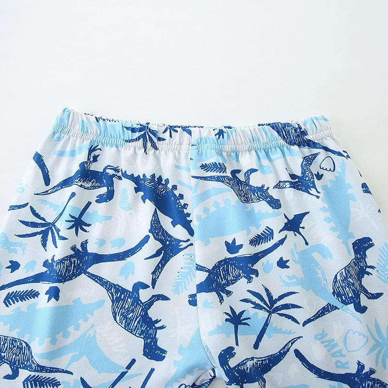 Summer Kids Blue Dinosaur T-Shirt & Shorts Set – Boys’ Casual Outfit